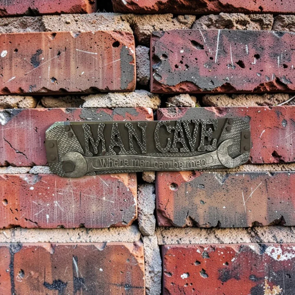 Man Cave Sign Wrench Wall Decor Where Men Can Be Men Garage Shop Mechanic